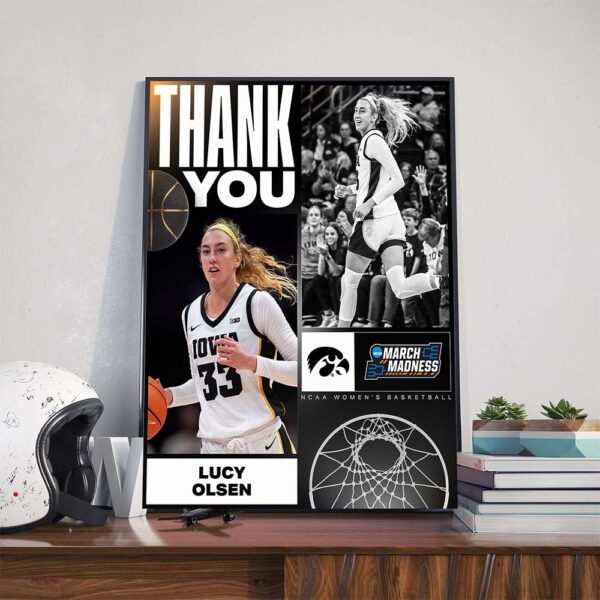 NCAA March Madness WBB Thank You Lucy Olsen Iowa Hawkeyes Women’s Basketball Poster Canvas