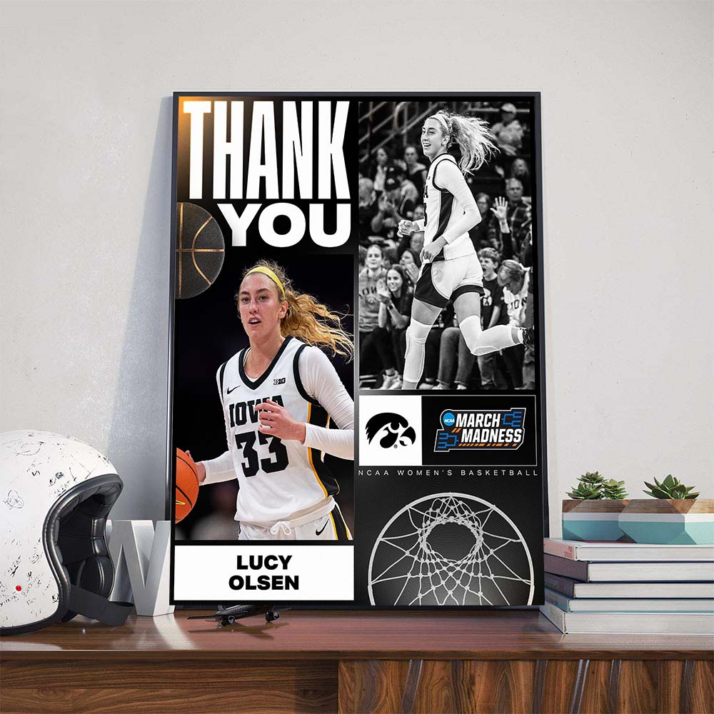 NCAA March Madness WBB Thank You Lucy Olsen Iowa Hawkeyes Women's Basketball Poster Canvas NCAA March Madness WBB Thank You Lucy Olsen Iowa Hawkeyes Women's Basketball Poster Canvas
