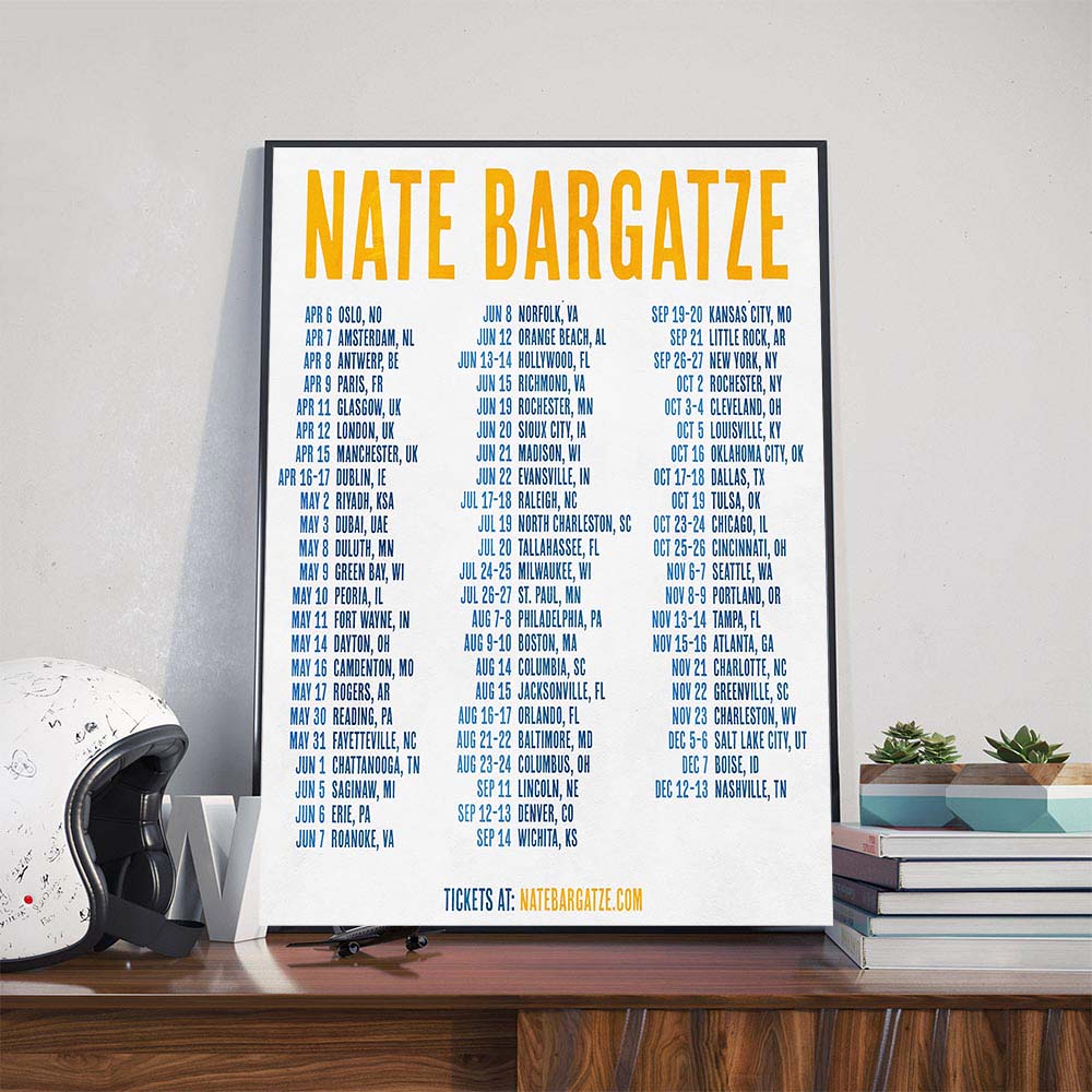 Nate Bargatze Big Dumb Eyes World Tour 2025 Dates List Poster Canvas Nate Bargatze Big Dumb Eyes World Tour 2025 Dates List Poster Canvas