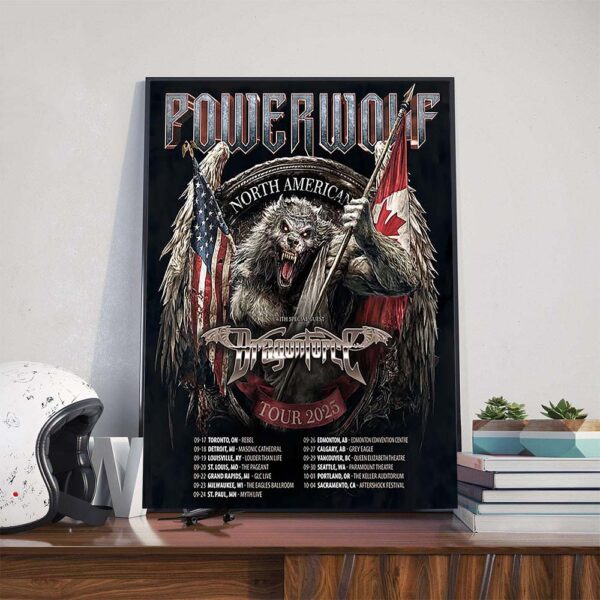 Powerwolf 2025 North American Tour Poster Dates List With Special Guest Dragonforce Poster Canvas
