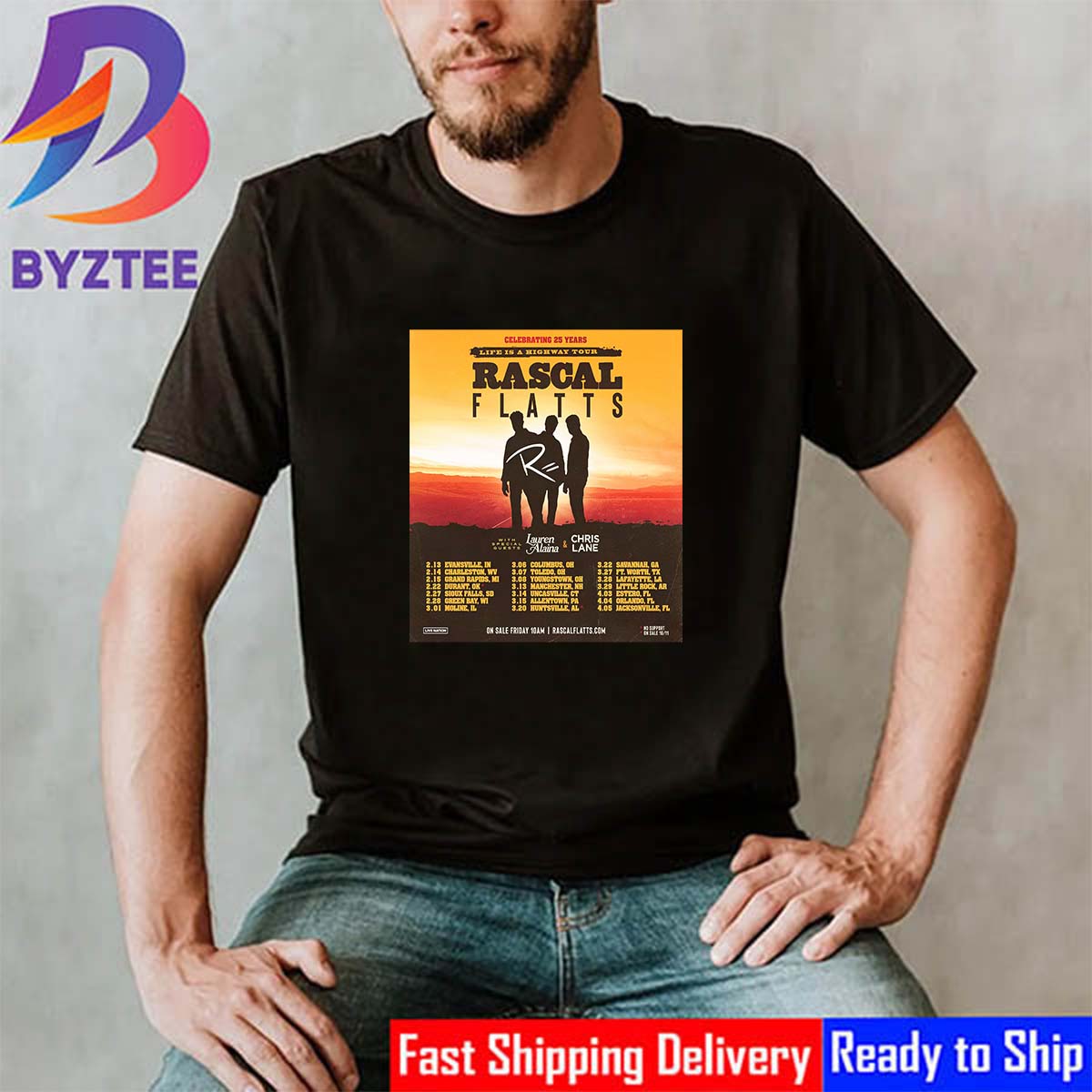 Rascal Flatts Celebrating 25 Years Life Is A Highway Tour 2025 Dates List With Special Guests Lauren Alaina And Chris Lane Shirt Rascal Flatts Celebrating 25 Years Life Is A Highway Tour 2025 Dates List With Special Guests Lauren Alaina And Chris Lane Shirt