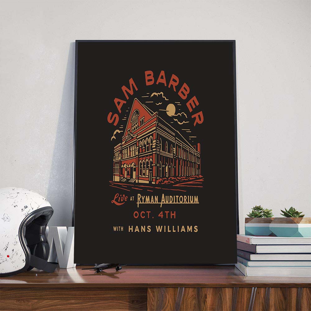 Sam Barber Live At Ryman Auditorium With Hans Williams On October 4th 2025 Poster Canvas Sam Barber Live At Ryman Auditorium With Hans Williams On October 4th 2025 Poster Canvas