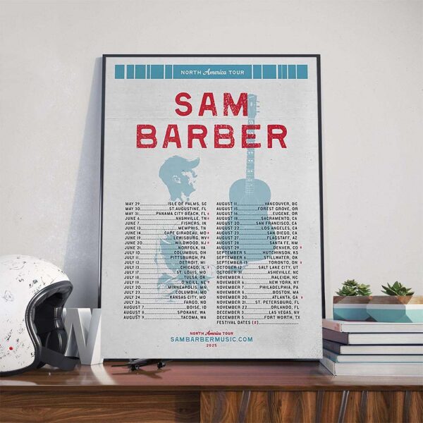 Sam Barber North America Tour 2025 Dates List Poster Canvas