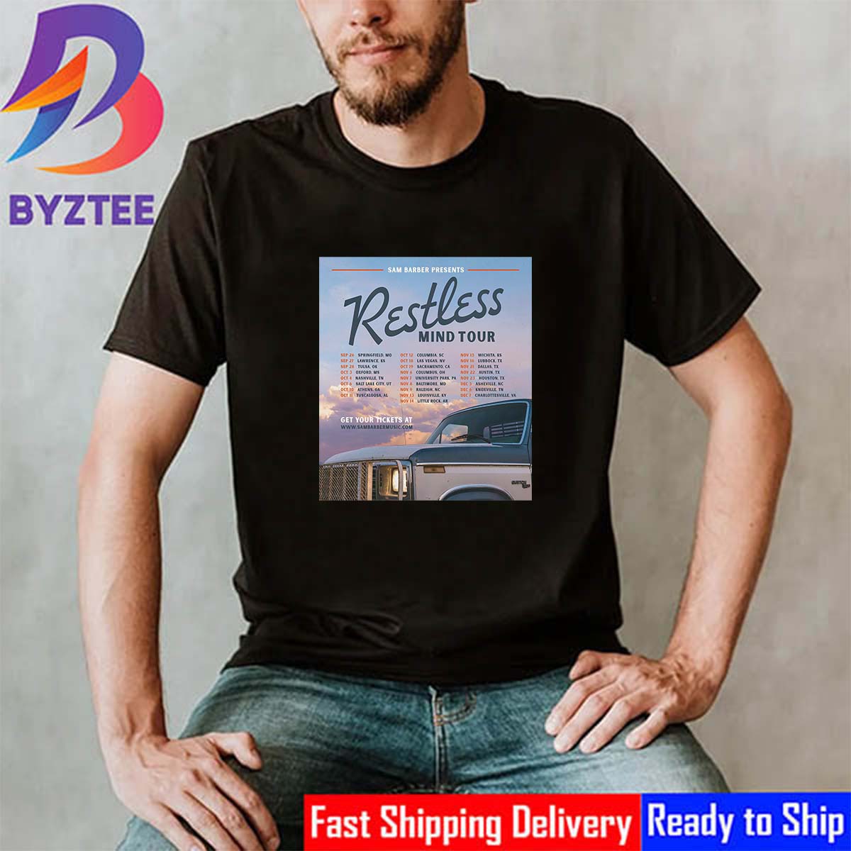 Sam Barber Restless Mind Tour 2025 Dates List Shirt Sam Barber Restless Mind Tour 2025 Dates List Shirt