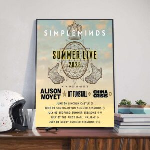 Simple Minds Summer Live 2025 UK Summer Tour Dates List With Special Guests Alison Moyet KT Tunstall And China Crisis Poster Canvas