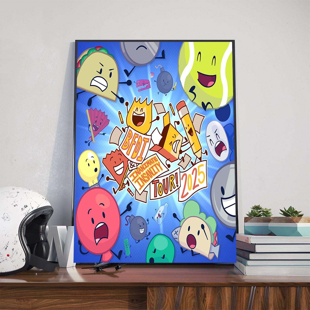 The BFDI And Inanimate Insanity 2025 Tour Poster Canvas The BFDI And Inanimate Insanity 2025 Tour Poster Canvas
