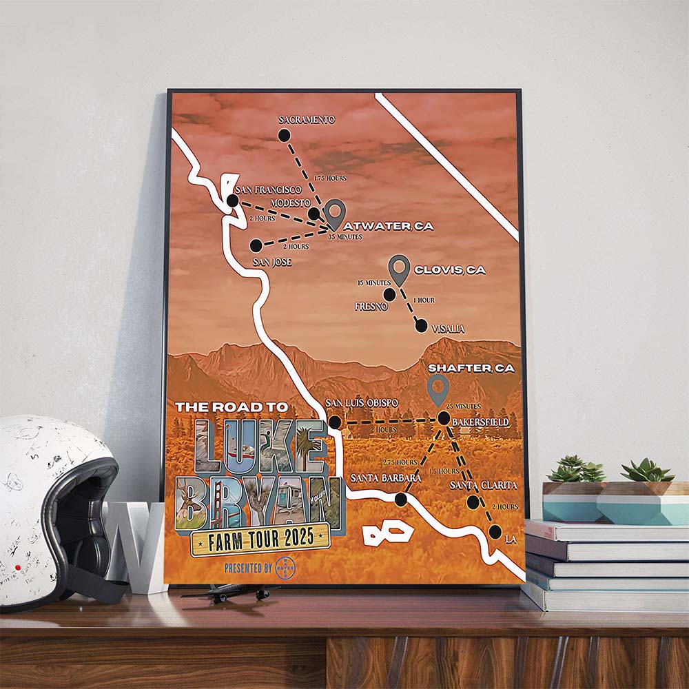 The Road To Luke Bryan Farm Tour 2025 Poster Canvas The Road To Luke Bryan Farm Tour 2025 Poster Canvas