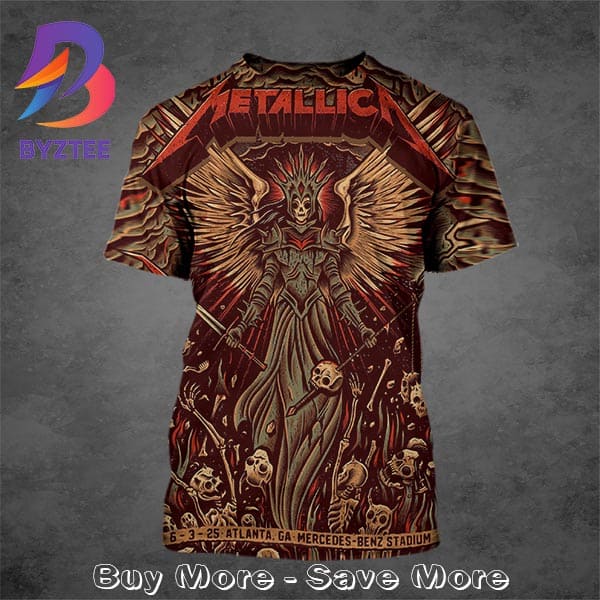 Metallica M72 Atlanta The Venue Poster At Mercedes-Benz Stadium In Atlanta GA On June 3rd 2025 All Over Print T-Shirt Metallica M72 Atlanta The Venue Poster At Mercedes-Benz Stadium In Atlanta GA On June 3rd 2025 All Over Print T-Shirt