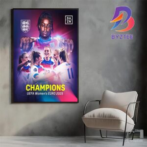 England Back-To-Back 2022-2025 UEFA Womens Euro Champions Home Decor Poster Canvas