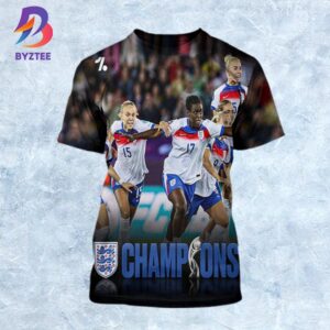 England Make It Back-To-Back Womens Euros Champions 2022-2025 All Over Print Shirt