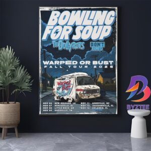 Warped Or Bust Fall Tour 2025 Poster Schedule Dates List With Bowling For Soup The Dollyrots And Dont Panic Home Decor Poster Canvas