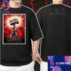 ACDC PWR UP Tour Norway 2025 Event Poster At Bjerke Racecourse In Oslo On August 5th 2025 Artwork By Skurktur Classic Two Sides T-Shirt