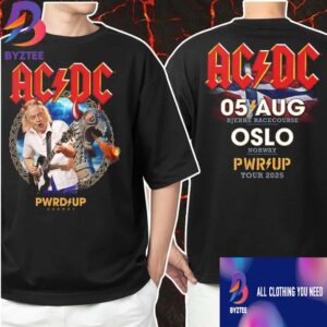 ACDC PWR UP Tour Norway 2025 Oslo PWR UP Event Tour T-Shirt At Bjerke Racecourse On August 5th 2025 Artwork By Skurktur Merch Two Sides Classic Tee