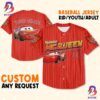Custom Cars Mcqueen Red Cool Lightning Mcqueen Baseball Jersey