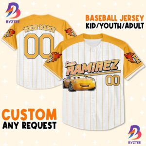 Custom Cars Ramirez Yellow Custom Text Baseball Jersey