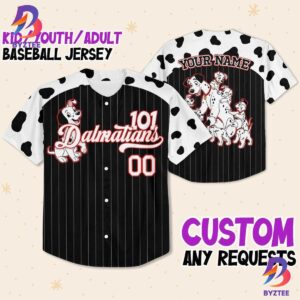 Custom Disney 101 Dalmatians Spot Border Personalized Baseball Jersey