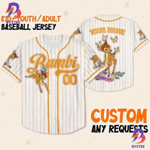 Custom Disney Bambi Simple Stripe Personalized Baseball Jersey