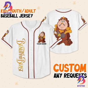 Custom Disney Beauty And The Beast Cogsworth Simple White Baseball Jersey