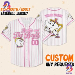 Custom Disney Beauty And The Beast Mrs Potts And Chip Simple Stripe Baseball Jersey