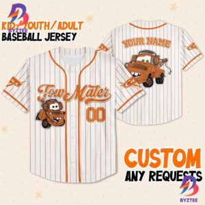 Custom Disney Cars Lightning Tow Mater Baseball Jersey