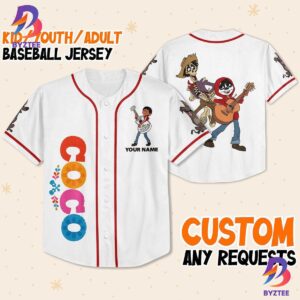 Custom Disney Coco Simple Personalized Name Disney Baseball Jersey
