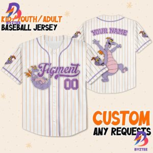 Custom Disney Figment Little Spark Simple Stripe Baseball Jersey