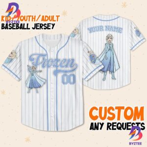 Custom Disney Frozen Elsa Winter Simple Stripe Baseball Jersey