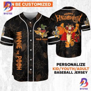 Custom Disney Halloween Tigger And Friends Baseball Jersey