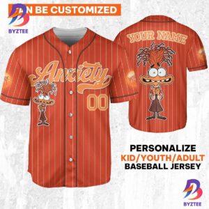 Custom Disney Inside Out Anxiety Simple Orange Baseball Jersey