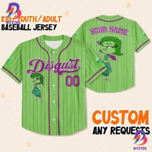 Custom Disney Inside Out Disgust Simple Green Baseball Jersey