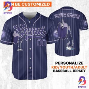 Custom Disney Inside Out Ennui Simple Navy Baseball Jersey