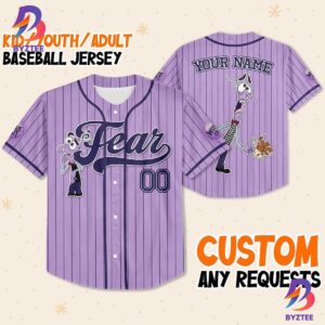 Custom Disney Inside Out Fear Simple Purple Baseball Jersey