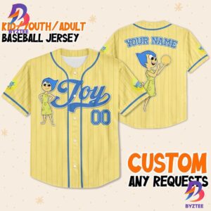 Custom Disney Inside Out Joy Simple Yellow Baseball Jersey