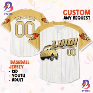 Custom Disney Luigi Yellow Disney Birthday Baseball Jersey