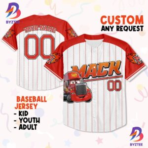 Custom Disney Mack Red Lightning Mcqueen Baseball Jersey