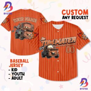 Custom Disney Mater Orange Lightning Mcqueen Baseball Jersey