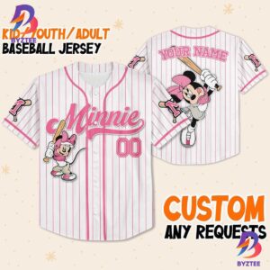 Custom Disney Mickey And Friends Minnie Pink Baseball Jersey
