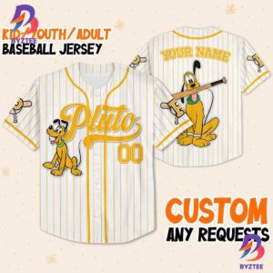 Custom Disney Mickey And Friends Pluto Yellow Baseball Jersey