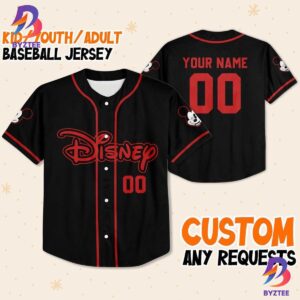 Custom Disney Mickey Mouse Black Baseball Jersey for Kids And Adults