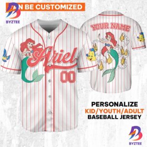 Custom Disney Princess Ariel The Little Mermaid Baseball Jersey