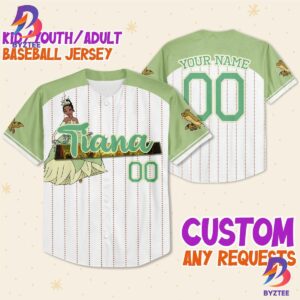 Custom Disney Princess Tiana Princess And The Frog Baseball Jersey