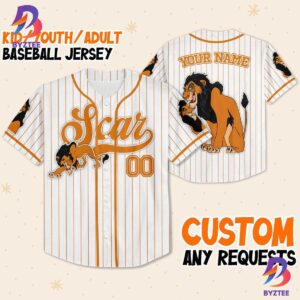 Custom Disney The Lion King Scar Simple Stripe Custom Baseball Jersey