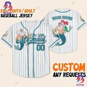 Custom Disney The Little Mermaid King Triton Simple Stripe Baseball Jersey