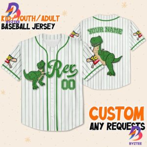 Custom Disney Toy Story Rex Baseball Jersey
