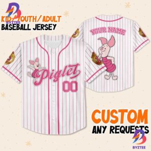 Custom Disney Winnie The Pooh Piglet Baseball Jersey