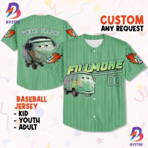 Custom Fillmore Green Lightning Mcqueen Baseball Jersey