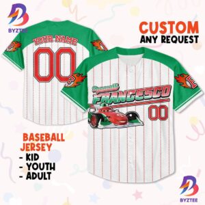 Custom Francesco Green Lightning Mcqueen Baseball Jersey