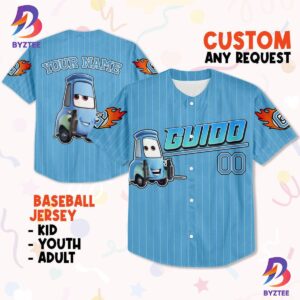 Custom Guido Blue Jersey Lightning Mcqueen Baseball Jersey