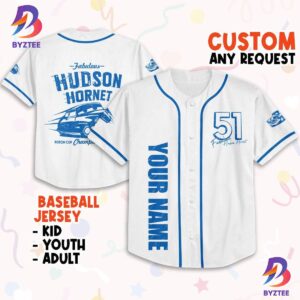 Custom Hudson Hornet Baseball Jersey Piston Cup Champion