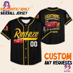 Custom Lightning McQueen Baseball Jersey Disney Cars